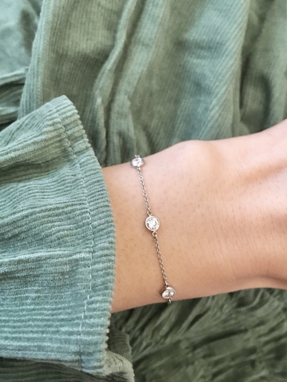 ✨Sterling Silver 925 Dainty Bracelet Bezel CZ | Diamond Look